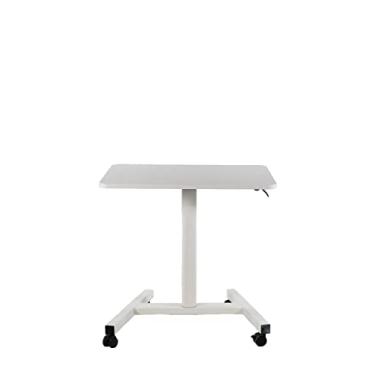 Imagem de ErgoMax Laptop móvel ajustável, mesa portátil com rodas, estação de trabalho para escritório em casa, altura máxima de 110 cm, branco
