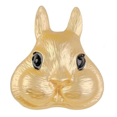 Imagem de Broche de cabeça de coelho gordo fofo para mulheres e homens dourado animal coelho lapela clip xaile mochilas suéter vestido crachá broches de desenho animado broche moda elegante corsage joias