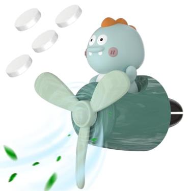 Imagem de DUHKHAS Aromatizador de ar de carro piloto, bonito clipe de ventilação de carro dinossauro com 4 tabletes perfumados difusor de ventilador de saída de ar automotivo, decoração de ventilação de