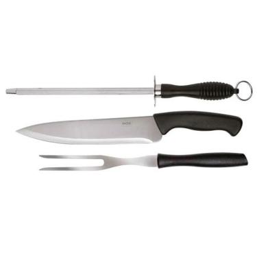 Imagem de Kit para Churrasco 8" Faca, Garfo e Chaira - Mor