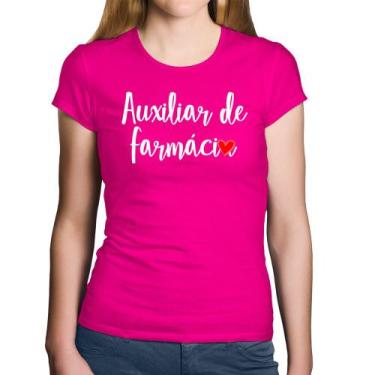 Imagem de Baby Look Algodão Auxiliar de Farmácia por Amor - Foca na Moda, Rosa, 