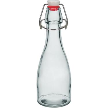 Imagem de GARRAFA ÁGUA SUCO LEITE HOME&CO COM TRAVA NA TAMPA VIDRO 250ml 21x7x7cm TRANSPARENTE