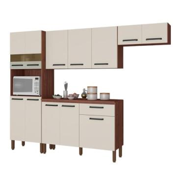 Imagem de Cozinha Completa Compacta 12 Portas Versalhes Kits Paraná Cor:nogueira Off White