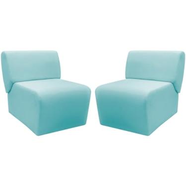 Imagem de Kit 2 Poltronas Decorativa Para Sala Recepção Manicure Consultório Zoe Suede (Azul Turquesa)