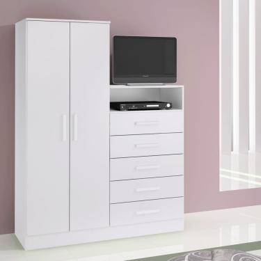Imagem de Guarda-Roupa Armário Roupeiro Cômoda Quarto Solteiro Branco