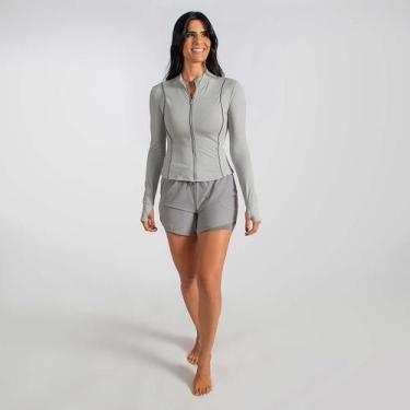 Imagem de Shorts Duplo Feminino Fitness Sport Treino Cinza Alma Genius, P, Cinza