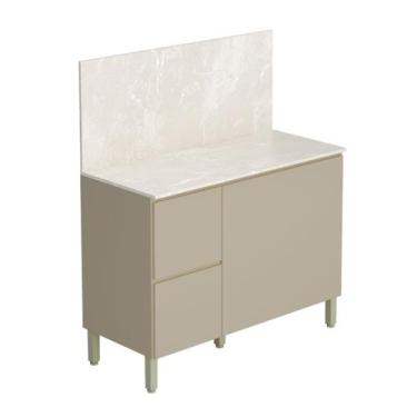 Imagem de Balcão de Cozinha 120 Cm Insel 3 Portas 2 Gavetas Vanilla - Pnr Móveis