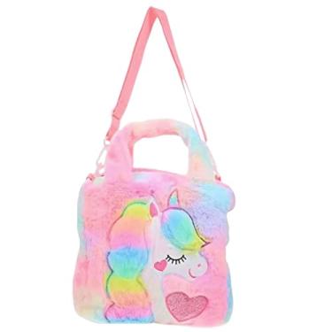 Imagem de Lancheira Térmica Infantil Unicórnio, Pelúcia Rosa com Arco-Íris