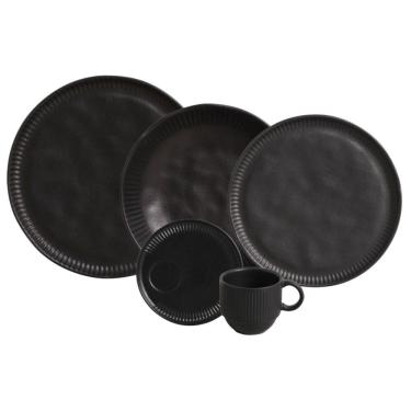 Imagem de Aparelho De Jantar 30 Peças Linhas Preto Matte Porto Brasil
