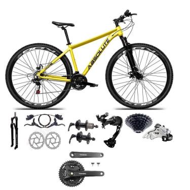 Imagem de Bicicleta Aro 29 Absolute Nero 5 Câmbios Shimano Alívio E Altus 27v Freio Hidráulico Garfo Trava Amarelo Tam 19
