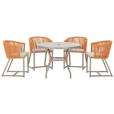 Imagem de Mesa Com 4 Cadeiras E Noronha Estofado 3 Trama Original Terra Cota