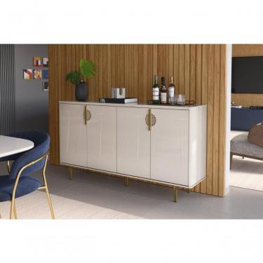 Imagem de Buffet Marsala Suporte Para Decoração 4 Portas Com Prateleira Divisória - Off White