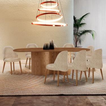 Imagem de Mesa De Jantar Suiça 220cm Madeira Tampo Laminado Orgânico Milano / Imbuia Nat.