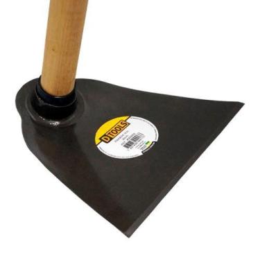 Imagem de Enxada 8'' Olho Redondo Forjada com Cabo de Madeira 1,20m - Ideal para