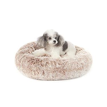 Imagem de Bedfolks Cama de cachorro calming Donut, Dia23 camas redondas fofas para cães pequenos, lavável à máquina e anti-ansiedade pelúcia para filhotes (marrom, pequeno)