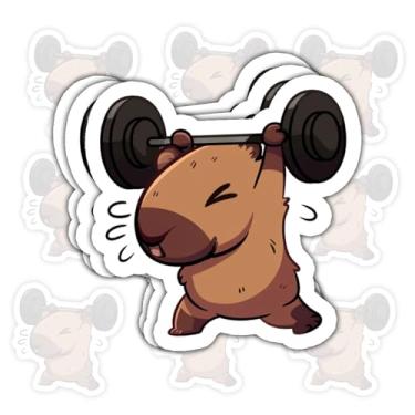 Imagem de 3 peças de adesivos de capivara Gym Bro para ratos de academia, halterofilistas, entusiastas de fitness, fisiculturistas, amigos de treino, levantadores de peso, odiadores de cardio, fãs de humor