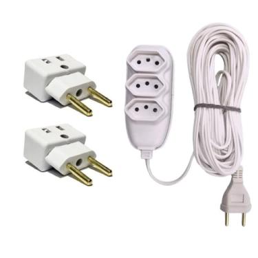 Imagem de Kit Extensão Elétrica 3 Tomadas 2m/3m + 2 Adaptadores Tomada 10A/20A para 2 Pinos – Bivolt 110V/220V (1 EXTENSÃO 3M + 2 ADAPTADORES)