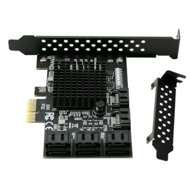 Imagem de Cartão de expansão com suporte de perfil baixo, 8 portas SATA 3.0 PCI Express cartão de expansão PCI-E controlador 6G adaptador para HDD acessório