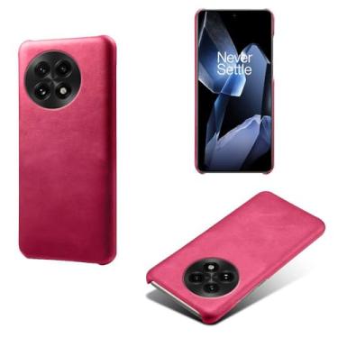 Imagem de Capa para Oneplus 13,Proteção contra quedas,Casca de volta de cor sólida simples,Design de couro de imitação de plástico-Rose