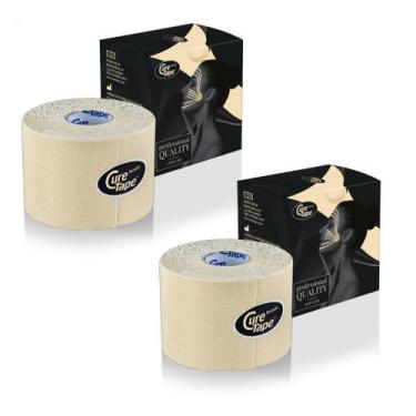 Imagem de Kit 2 Rolos Bandagem CureTape Tipo Kinesio Taping para Fisioterapia e 