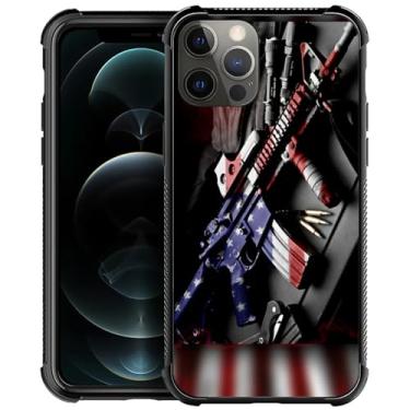 Imagem de Capa para iPhone 11 Pro Max, capas para iPhone 11 Pro Max com arma e bandeira americana para meninas, capa antiderrapante à prova de choque com design de padrão moderno para Apple iPhone 11 Pro Max
