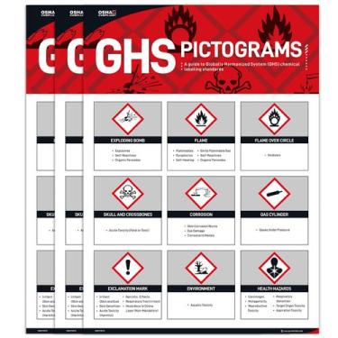 Imagem de Poster GHS Pictograms, pacote com 3, 18 x 24 polegadas, conformidade c