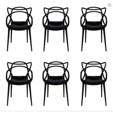Imagem de Conjunto com 6 Cadeiras Allegra Preta Polipropileno Salna - Universal 