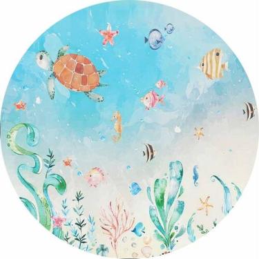 Imagem de Painel Redondo Capas Tema Fundo Do Mar Aquarela Pastéis - Use Thuco, F