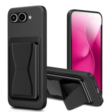 Imagem de Kaotengwo Capa para celular T-Mobile Revvl8 com suporte para cartão e suporte, à prova de choque, capa protetora de corpo inteiro para T-Mobile Revvl8 - preta