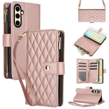 Imagem de Asuwish Capa de celular para Samsung Galaxy S24 FE 5G com protetor de tela de vidro temperado e carteira com zíper, compartimento para cartão, suporte flip, acessórios para celular de dinheiro, S 24