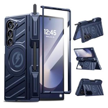 Imagem de LEIAU Capa profissional resistente para Galaxy-Fold-6: Proteção total de 360° com capa de dobradiça, suporte magnético e suporte para caneta S | Compatível com Magsafe | para Samsung z fold 6 5G (2024