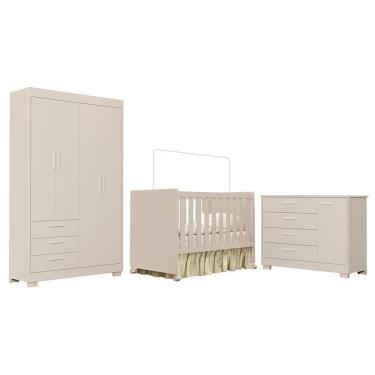 Imagem de Dormitório Infantil Zaki Guarda Roupa, Cômoda E Berço Katatau Areia Fosco - Reller Móveis Areia Fosco
