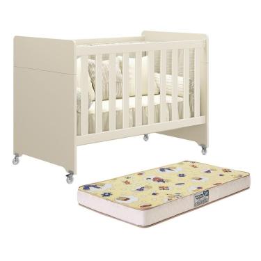 Imagem de Berço Evolution 4 Em 1 Areia Fosco Com Colchão Supreme - Reller Móveis Areia Fosco