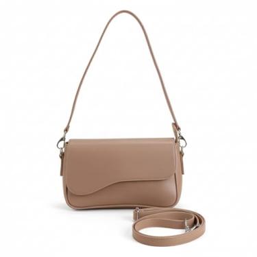 Imagem de Bolsa Feminina Baguete Transversal Ombro Tiracolo Lisa (NUDE)