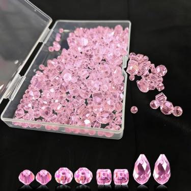 Imagem de 300 contas de vidro para fazer joias, contas de apanhador de sol para artesanato faça você mesmo, colar, pulseira, brinco, kit (rosa)