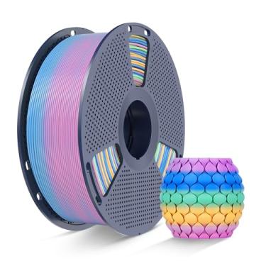 Imagem de SUNLU Filamento PLA arco-íris 1,75 mm, filamento de impressora 3D gradiente multicolorido, filamento de impressão 3D perfeitamente enrolado, precisão dimensional +/-0,02 mm, carretel de 1 kg (1 kg
