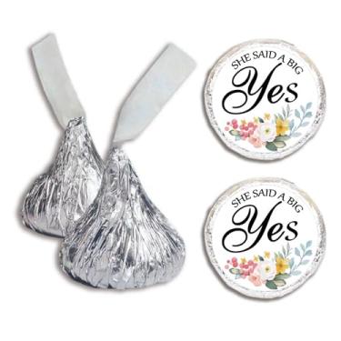 Imagem de CREATCABIN 500 pçs She Said a Big Yes Kisses adesivos de gotas de chocolate adesivos florais rosas mini beijos para casamentos chá de panela decorações de festa de noivado lembrancinhas de 2 cm