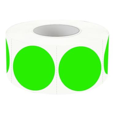 Imagem de Etiquetas redondas com código de cores de 2,5 cm, adesivos de fluorescência verde para venda de garagem, etiquetas de preços, etiquetas em branco, para venda de quintal, círculos, pontos, adesivos