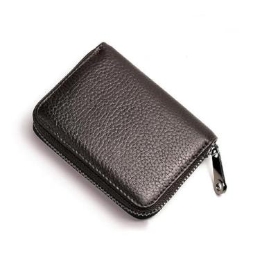 Imagem de Porta-cartões sanfonados antifurto para homens e mulheres, carteira de cartão de crédito de grande capacidade com proteção RFID, Café, Porta-cartão RFID elegante com design sanfonado