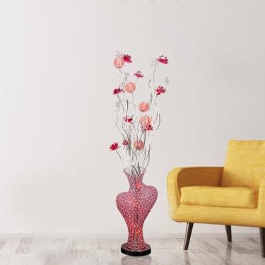 Imagem de Luminária de chão nórdica moderna com estampa floral, em alumínio, para sala de estar, sofá, quarto, casamento, com LED, originalidade e design decorativo (Estilo 22)