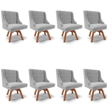 Imagem de Kit 8 Cadeiras Estofadas Giratória Para Sala De Jantar Lia Suede Cinza - Ibiza