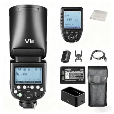 Imagem de Godox V1S Flash Speedlite RGB de cabeça redonda para Sony com gatilho de flash sem fio XPro-S 2.4G TTL, kit completo de fotografia flash