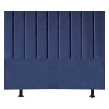 Imagem de Cabeceira Estofada Cama Box Queen 160 Cm Sophia Carla Suede Azul Marinho