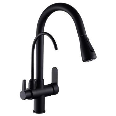 Imagem de Torneira de pia de cozinha WANFAN com pulverizador suspenso preto
