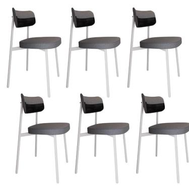 Imagem de Cadeira Alloa Fixa Com 4 Pés 50 X 44,7 X 83,8 Cm Com 6 Un. Corriente Cinza - Courino Preto