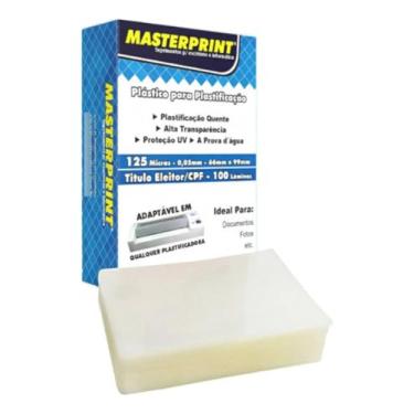 Imagem de Plástico para Plastificação CPF Título de Eleitor 66x99mm 125 micras 0,05mm Pouch Film Masterprint 100 lâminas