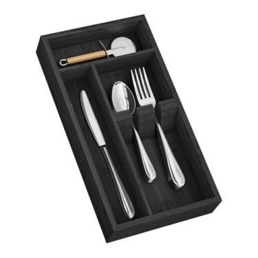 Imagem de Yofidra Porta-utensílios de bambu e organizador de prata: