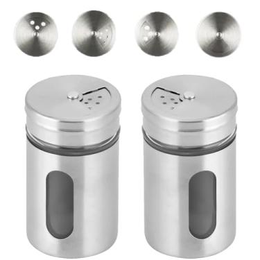 Imagem de Porta Temperos em Aço Inox com Visor, 2 Peças, 3 Ajustes de Dosagem, Acabamento Escovado