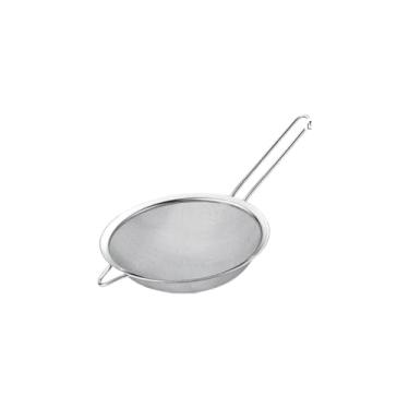 Imagem de Peneira de Cozinha em Aço Inox, 8cm de Diâmetro, 19cm de Altura, Cabo Longo, para Filtragem de Líquidos e Ingredientes Secos