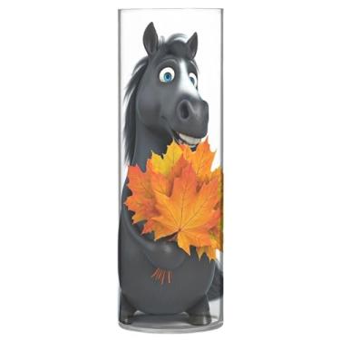 Imagem de JUZIHAI Vaso de cavalo de desenho animado preto engraçado para flores 9,9 cm x 30 cm Cilindro de plástico moderno vaso de flores para centro de mesa de casamento decoração de casa